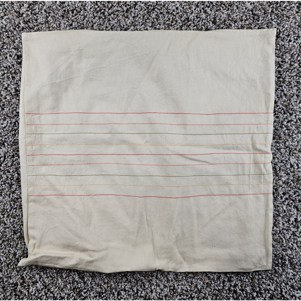 Liz Claiborne Pillow Sham Beige with Embroidered Stripe 17.5" Square